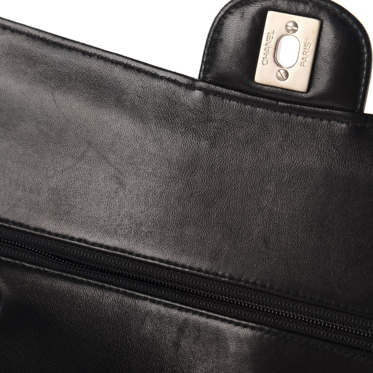 Patent Quilted Medium Double Flap Black