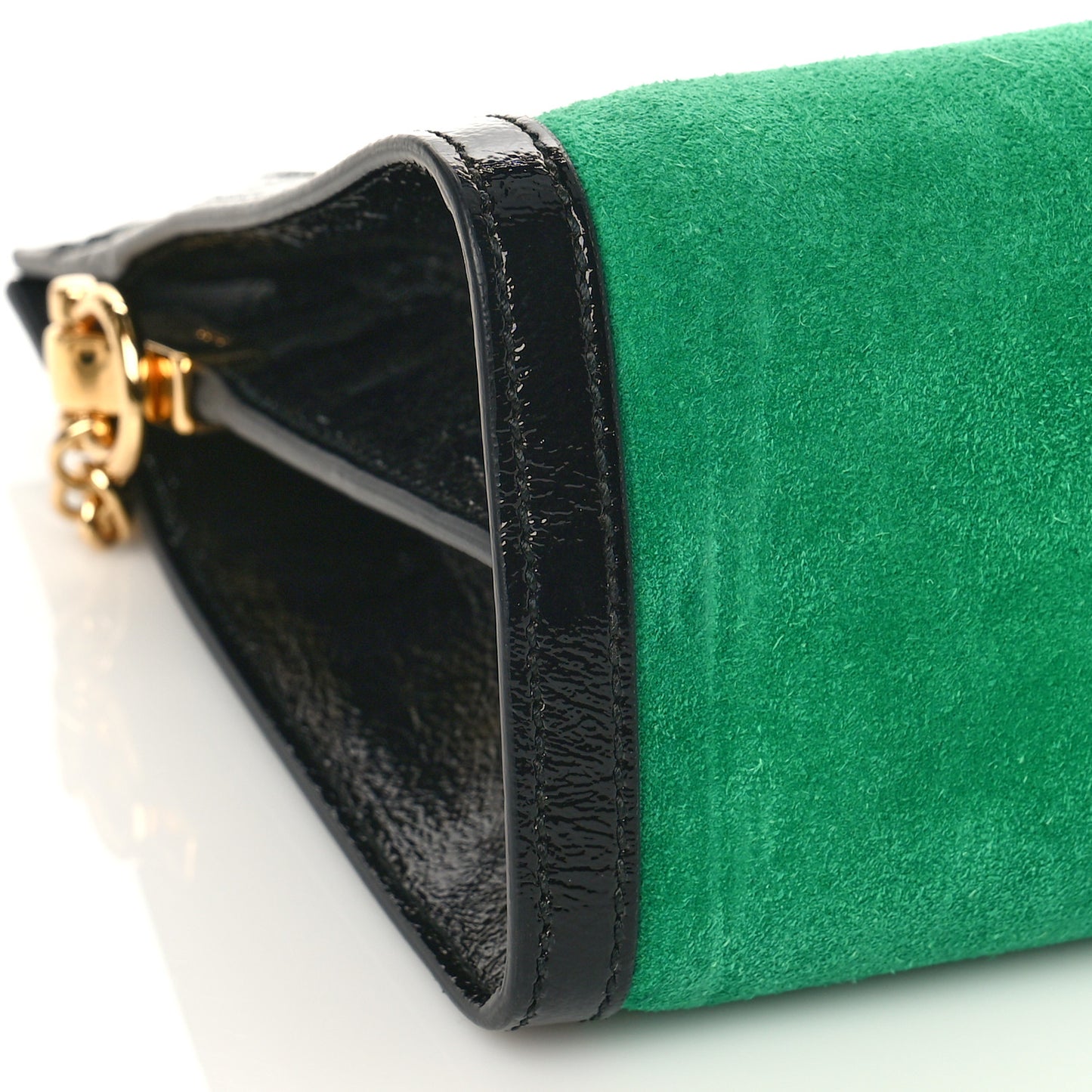 Suede Patent Web Medium Ophidia Chain Shoulder Bag New Shamarock Black