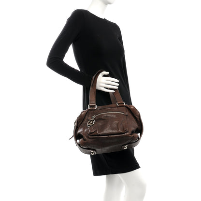 Chanel Calfskin Square Stitch Round Bowling Bag Brown 2 of 14