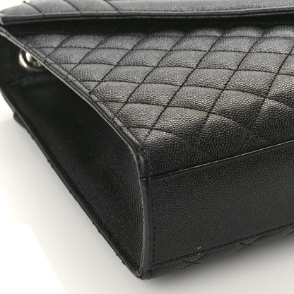 Saint Laurent Grain De Poudre Textured Mixed Matelasse Large Triquilt Monogram Satchel Black 8 of 19