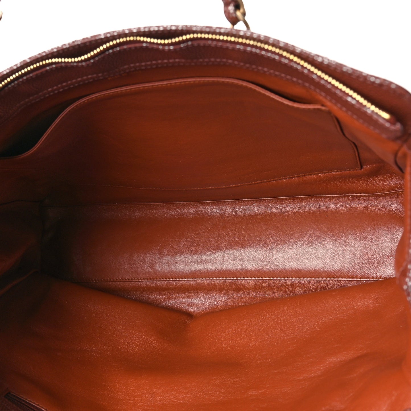 Metallic Caviar Quilted Shopping Tote Brown