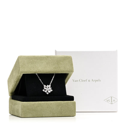 Van Cleef & Arpels 18K White Gold Diamond Mini Lotus Pendant Necklace 6 of 6