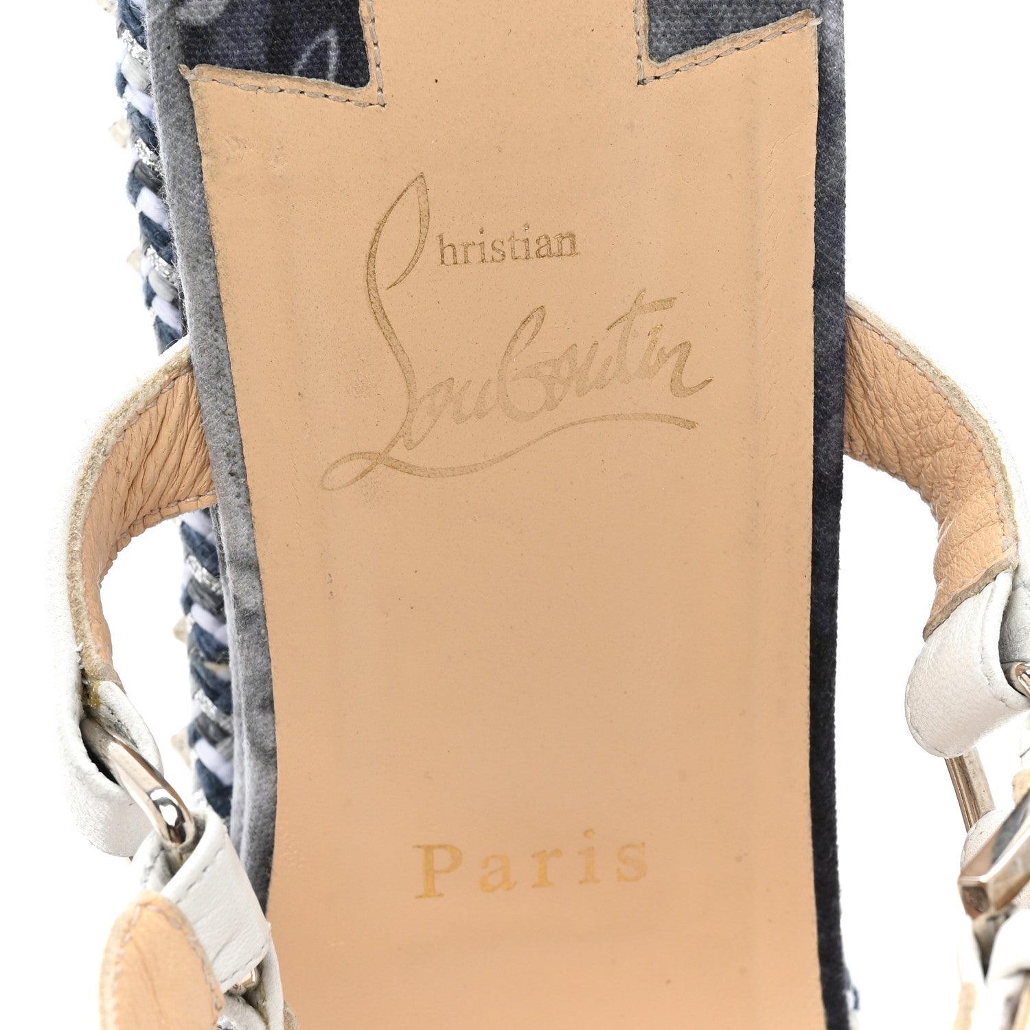 Christian Louboutin Calfskin Denim Tie Dye Punk Pyraclou 60 Platform Sandals 41 Navy Multicolor 7 of 10