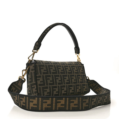 Fendi Fabric Jacquard FF 1974 Medium Baguette Tobacco Moro Black 3 of 10