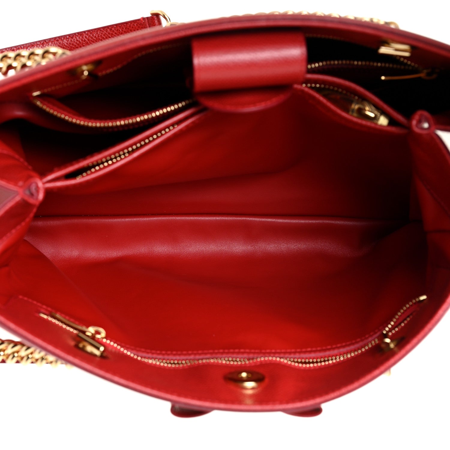 Salvatore Ferragamo Hammered Calfskin Vara Bow Chain Tote Red 5 of 10