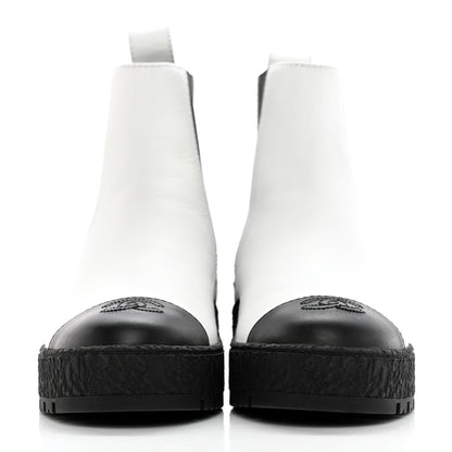 Chanel Calfskin Cap Toe CC Ankle Boots 37.5 White Black 2 of 10