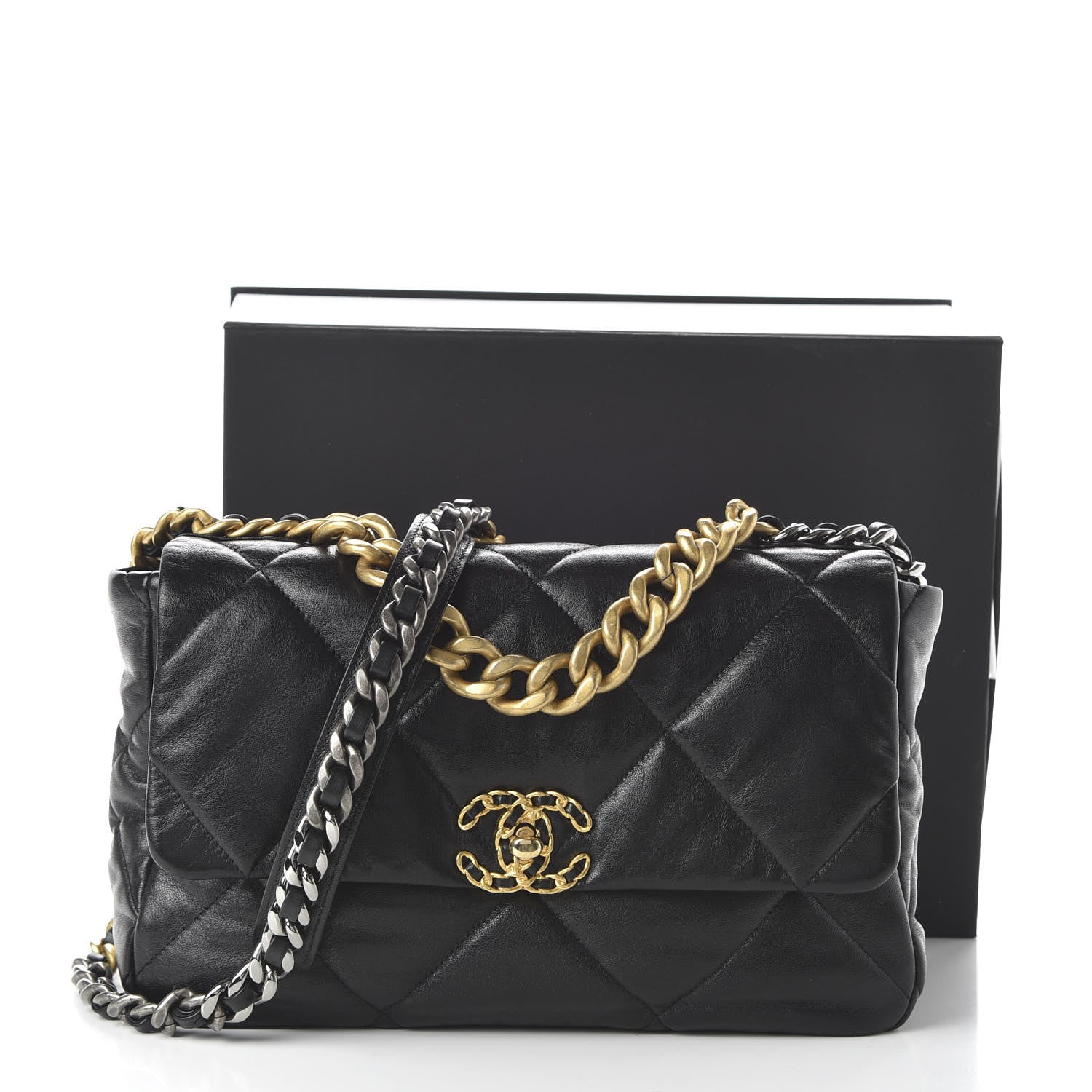 Chanel Lambskin Quilted Large 19 Flap Black 11 of 11