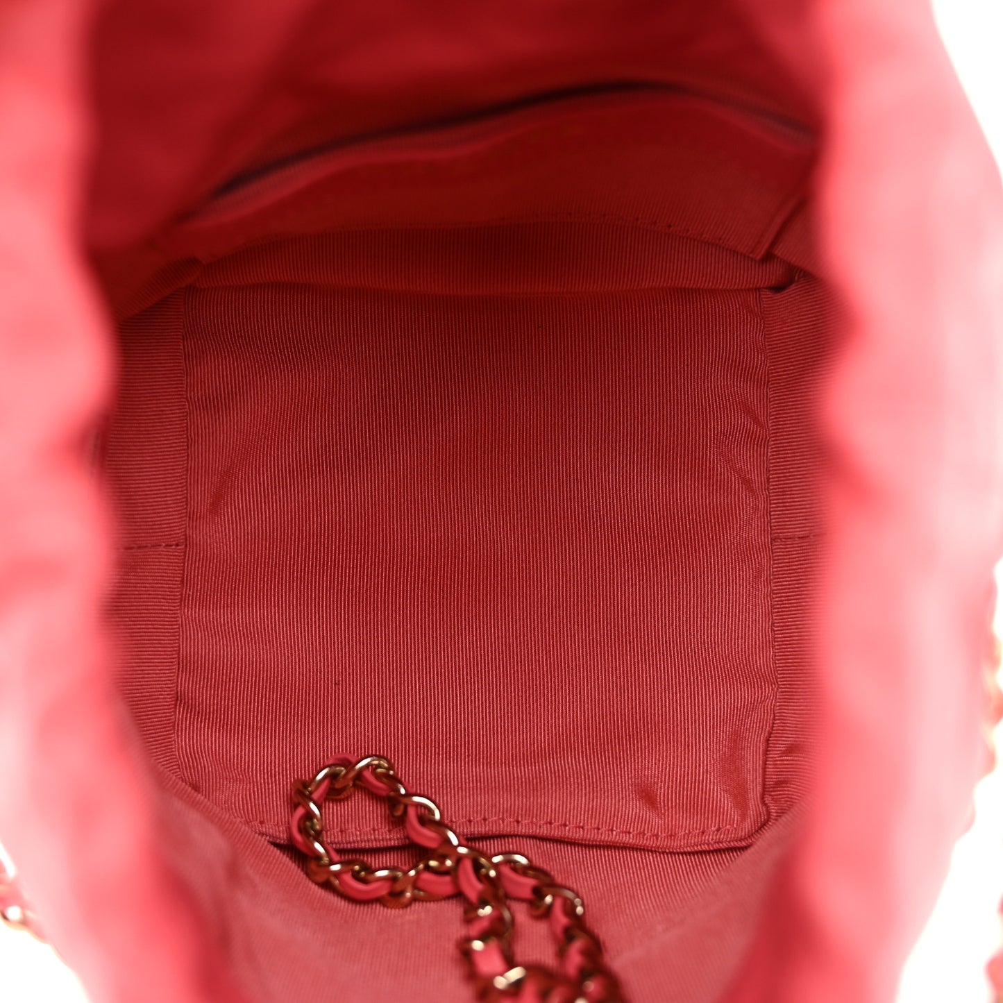 Lambskin Bucket Chain Drawstring Bag Pink