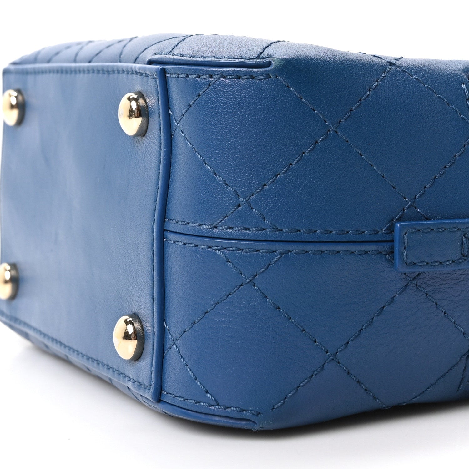 Chanel Calfskin Stitched Enamel CC Camera Case Bag Blue 1885787