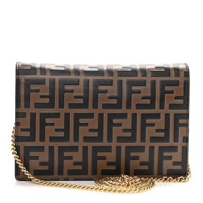 Fendi Vitello Cruise F is Fendi FF 1974 Embossed Medium Envelope Wallet On Chain Fragola Maya Black 3 of 14