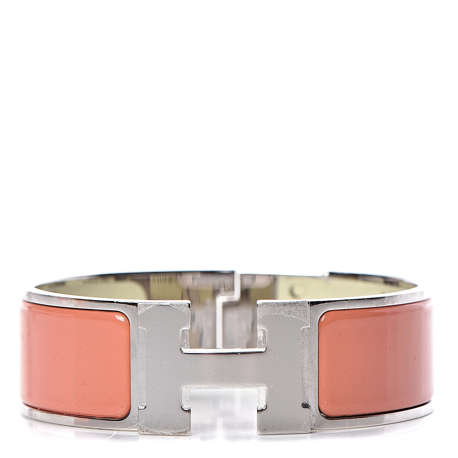 Hermes Enamel Wide Clic Clac H Bracelet GM Mango 1 of 5