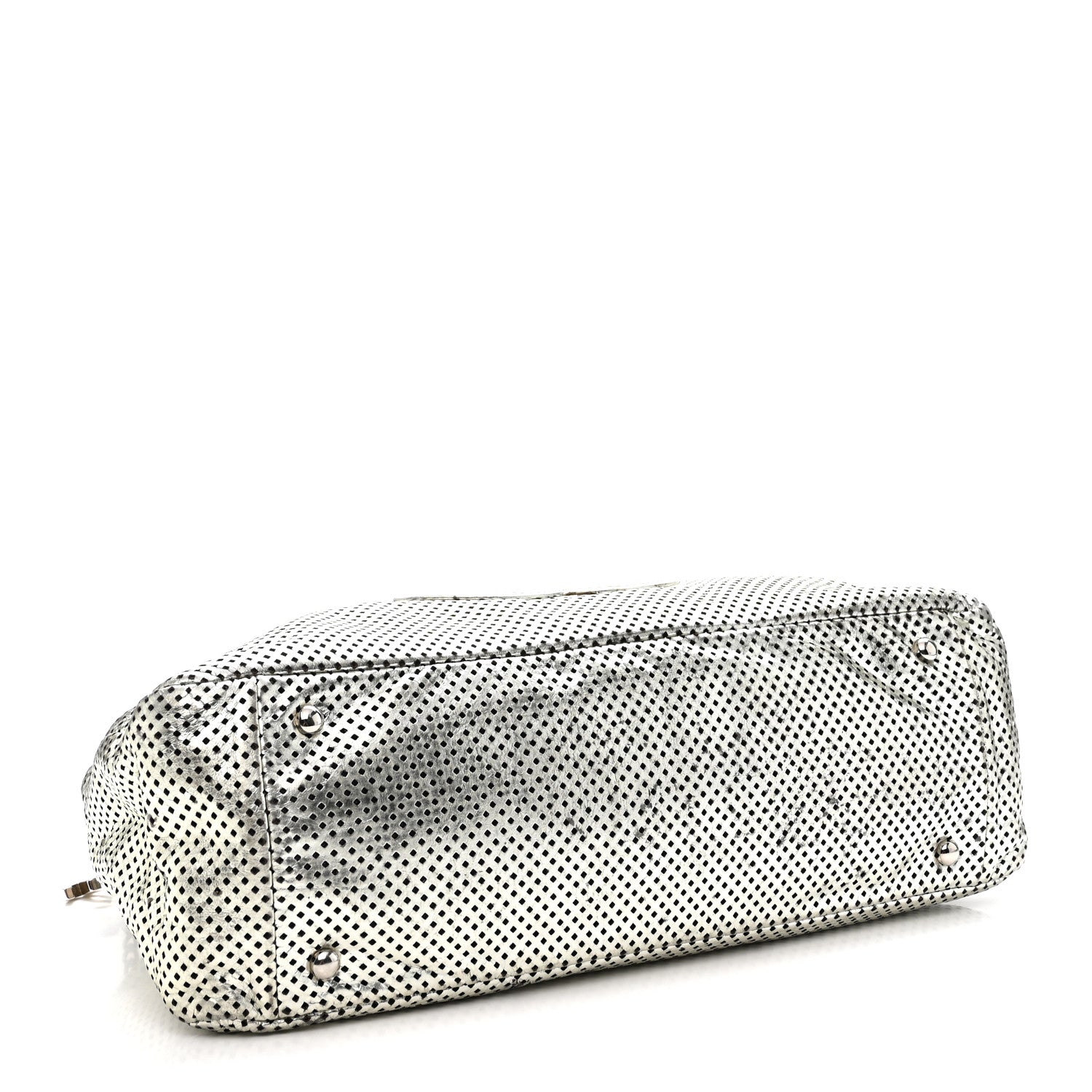 Chanel Metallic Glazed Calfskin Perforated Rodeo Drive Hobo Silver 4 of 10