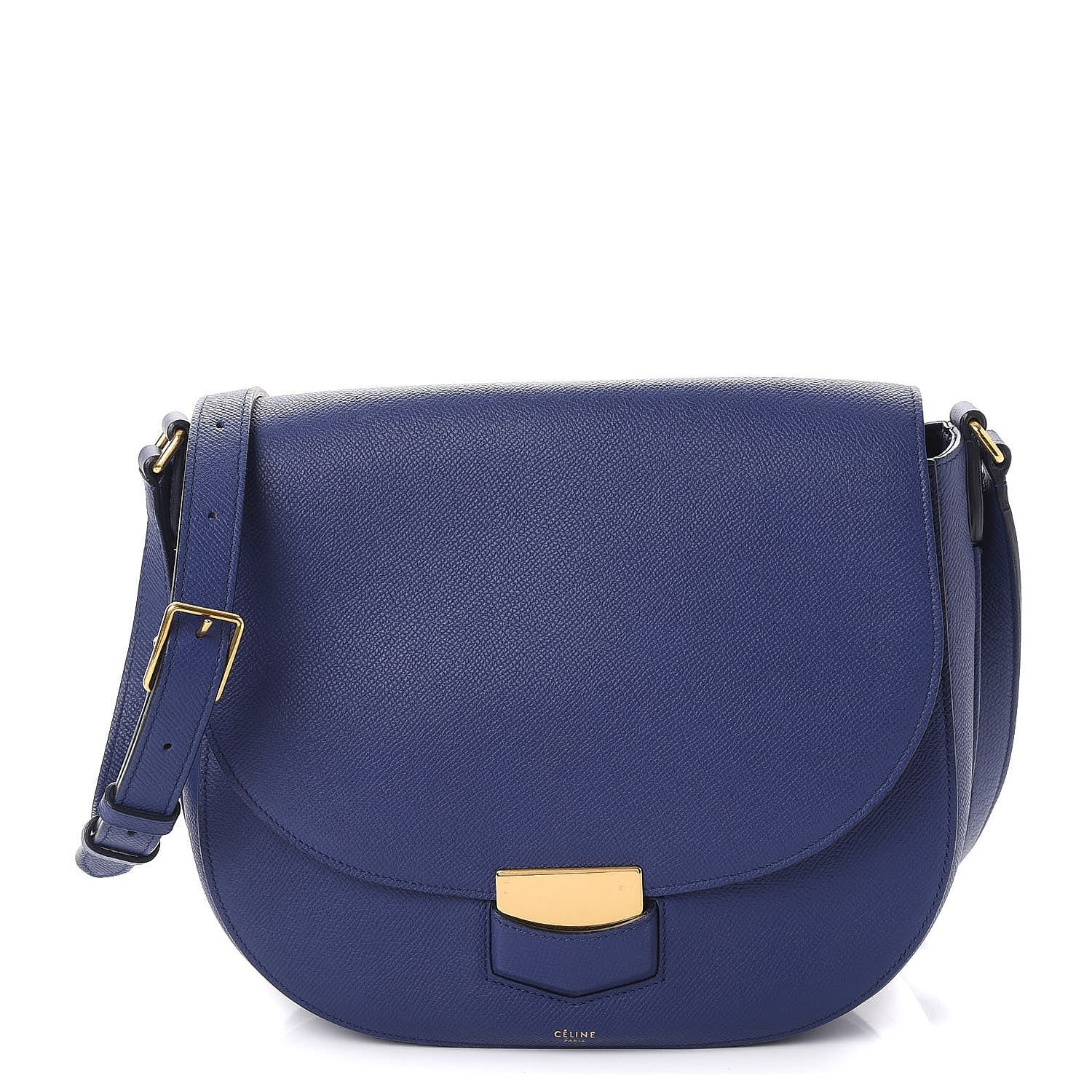 Celine Grained Calfskin Medium Trotteur Indigo 5 of 7