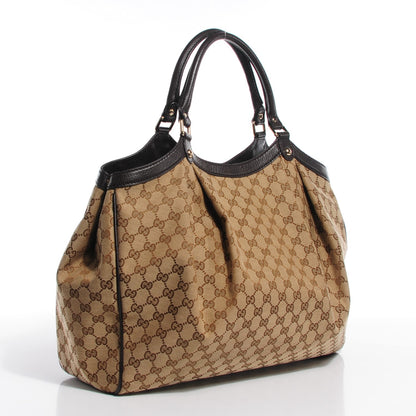 Gucci Monogram Dollar Calfskin Large Sukey Tote Beige Ebony Testa di Moro 3 of 7