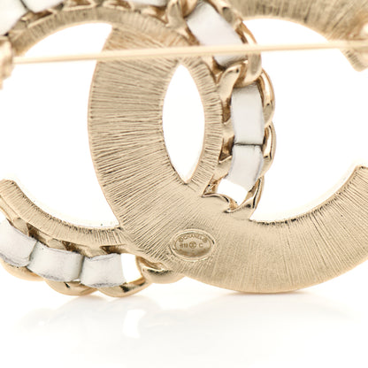 Chanel Lambskin Pearl Crystal CC Chain Brooch White Gold 4 of 4