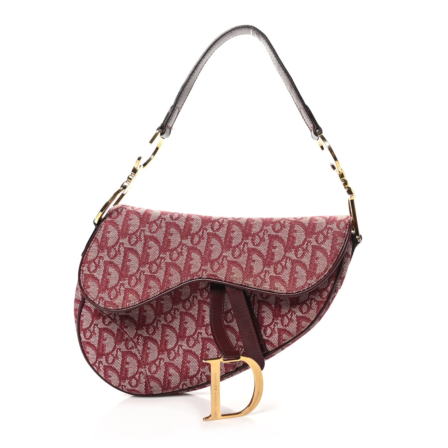 Christian Dior Monogram Saddle Bag Burgundy 1 of 10