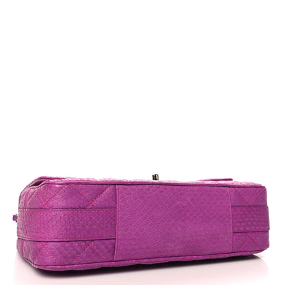 Chanel Elaphe Snakeskin Quilted Jumbo Easy Carry Flap Purple 4 of 10