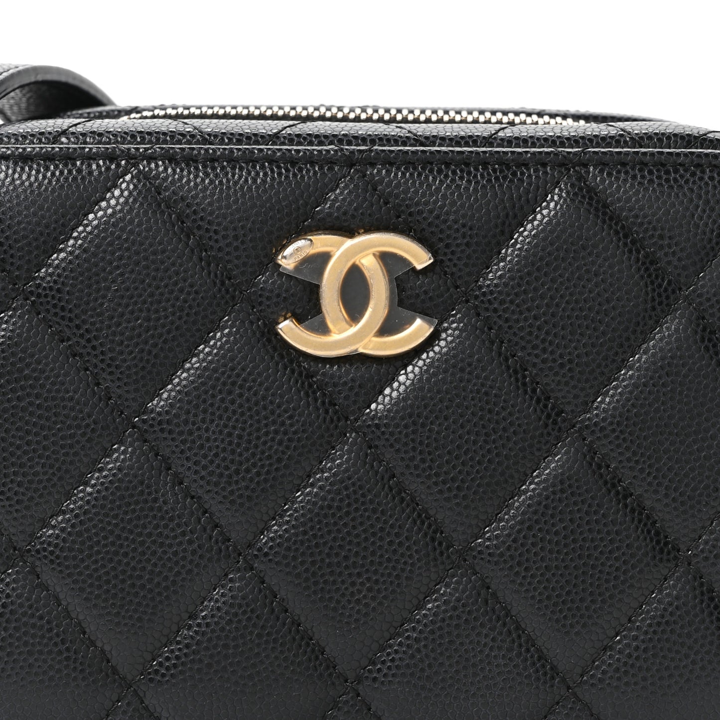 Caviar Quilted Twist Your Buttons Clutch With Chain Black