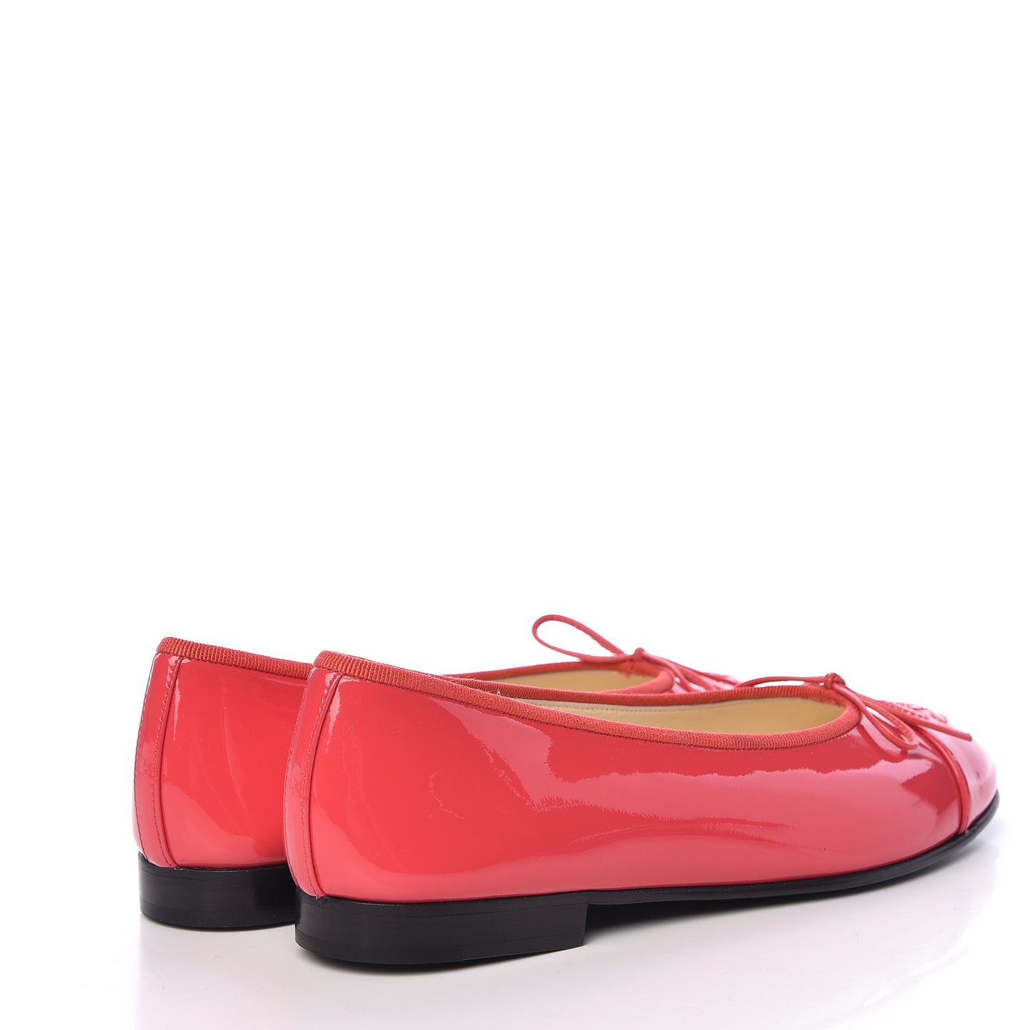 Patent Calfskin CC Cap Toe Ballerina Flats 37.5 Coral