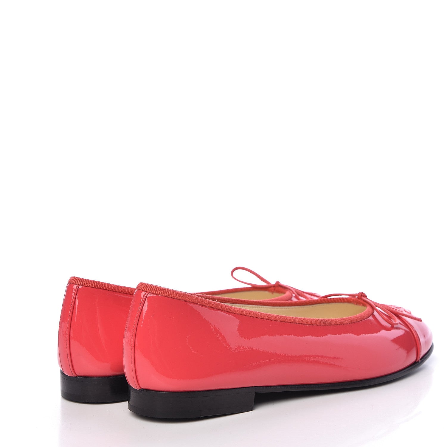 Chanel Patent Calfskin CC Cap Toe Ballerina Flats 37.5 Coral 4 of 11