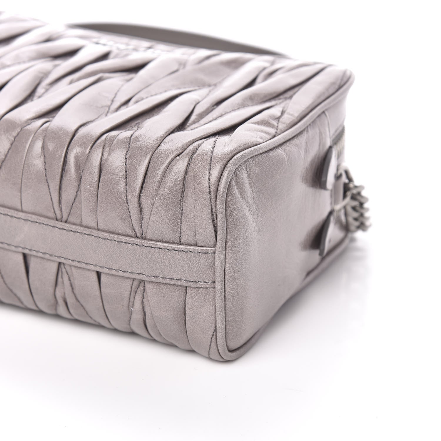 Miu Miu Vitello Lux Matelasse Double Zip Shoulder Bag Pomice 9 of 10
