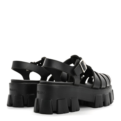 Prada Foam Rubber Triangle Logo Monolith 55mm Cage Sandals 38 Black 5 of 15