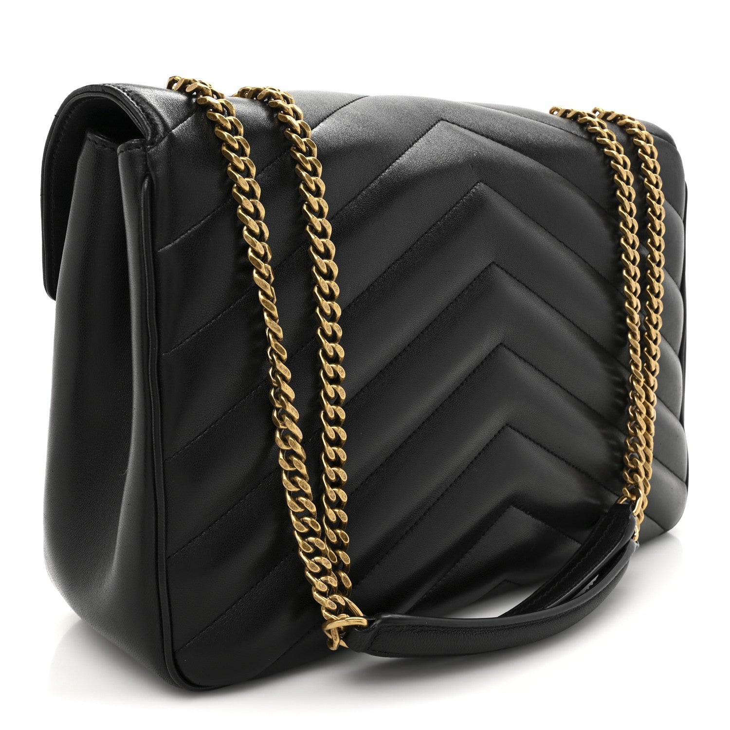 Saint Laurent Lambskin Chevron Quilted Large Loulou Black 4 of 11
