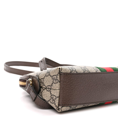 Gucci GG Supreme Monogram Textured Dollar Calfskin Web Small Ophidia Dome Shoulder Bag Beige Ebony New Acero 9 of 10