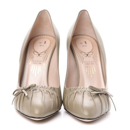 Gucci Nappa Bow High Heel Pumps 38.5 Brown 2 of 9