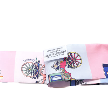 Hermes Silk Les Voitures Exquises Twilly Bleu Rose Vert 3 of 3