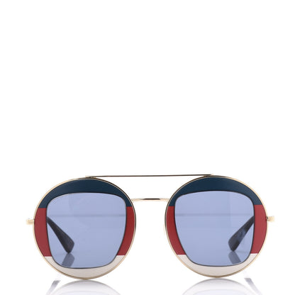 Gucci Round Frame Sylvie Web Sunglasses GG0105S Gold 2 of 8