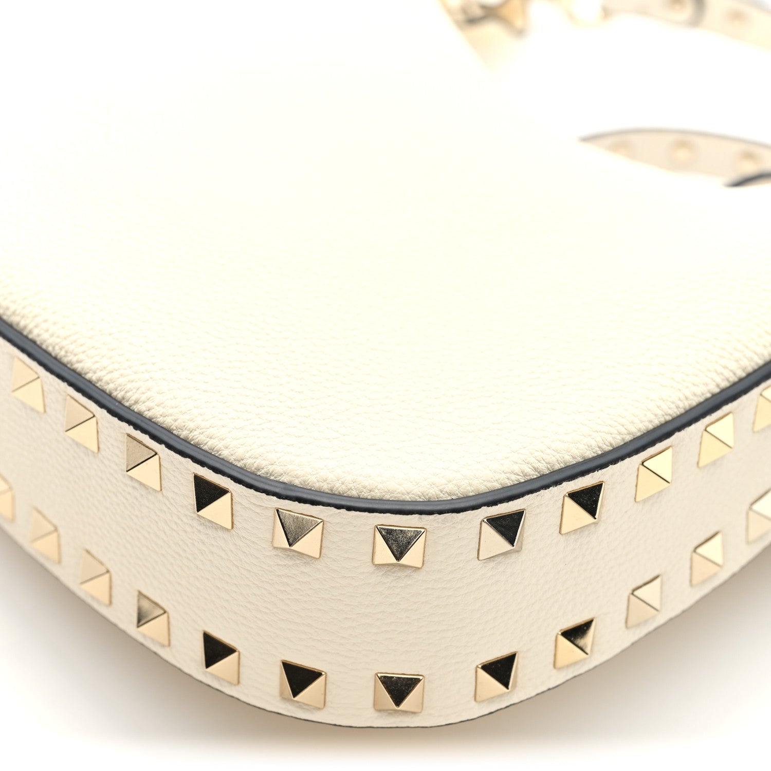 Valentino Garavani Pebbled Calfskin Small Rockstud Hobo Bag Ivory 9 of 9
