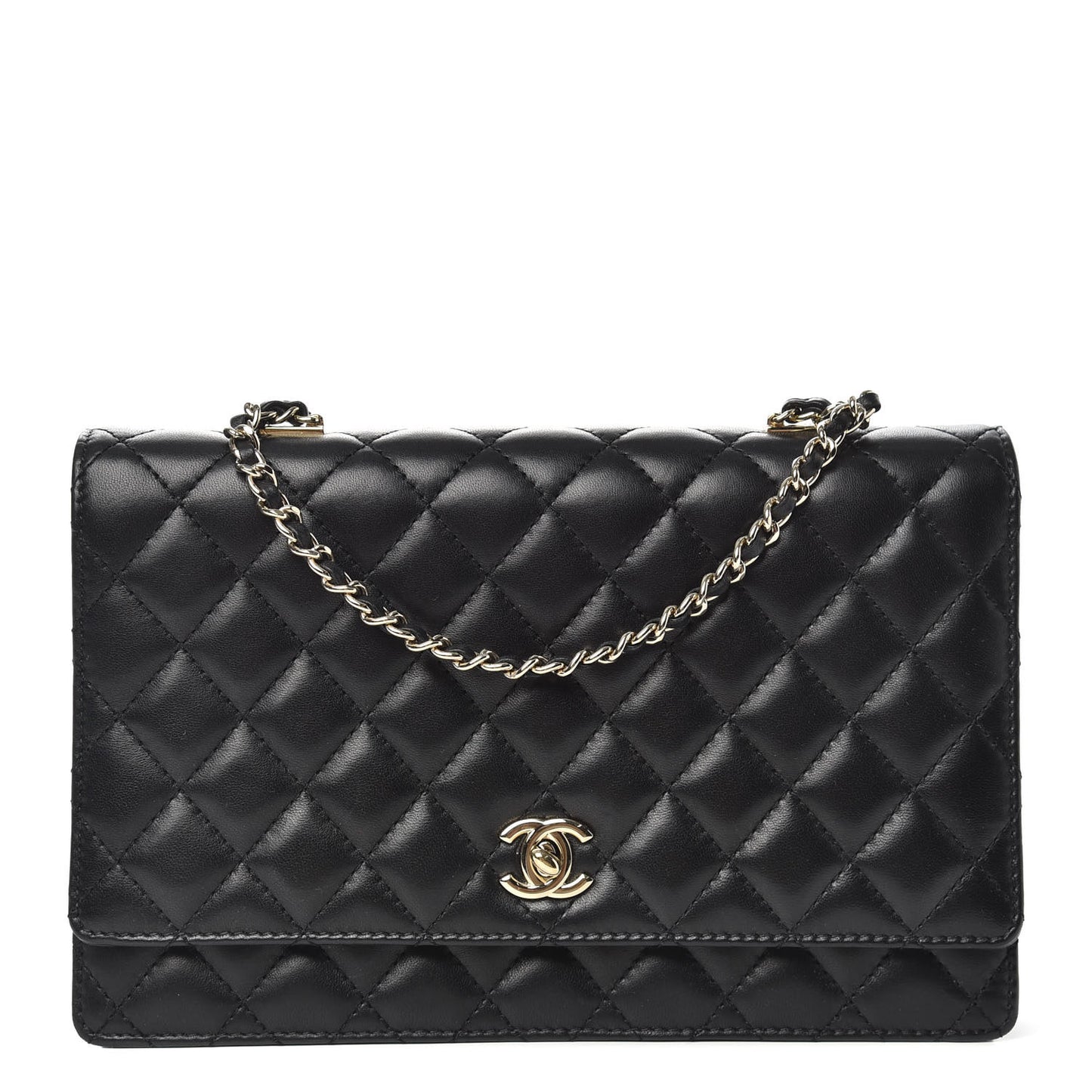 Lambskin Quilted Fantasy Pearl Flap Black