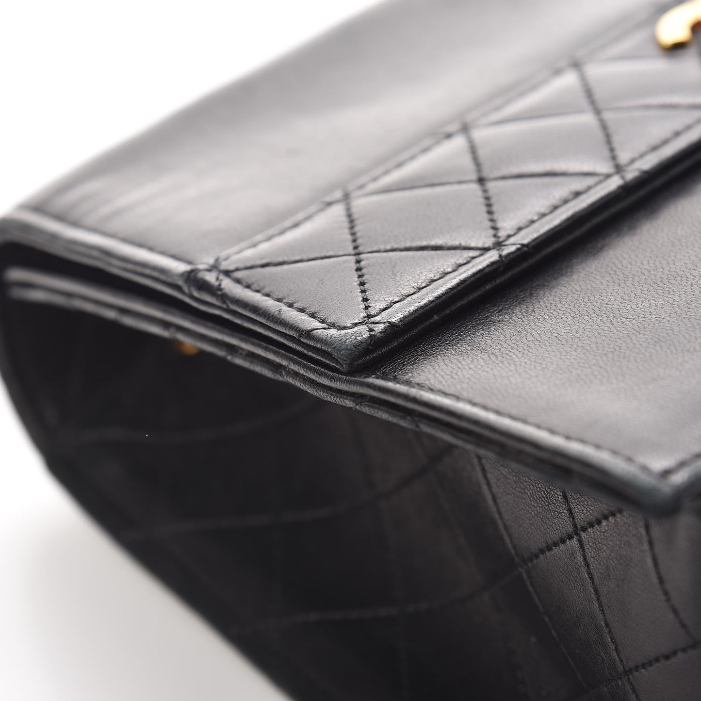 Lambskin Quilted Shoulder Flap Bag Black