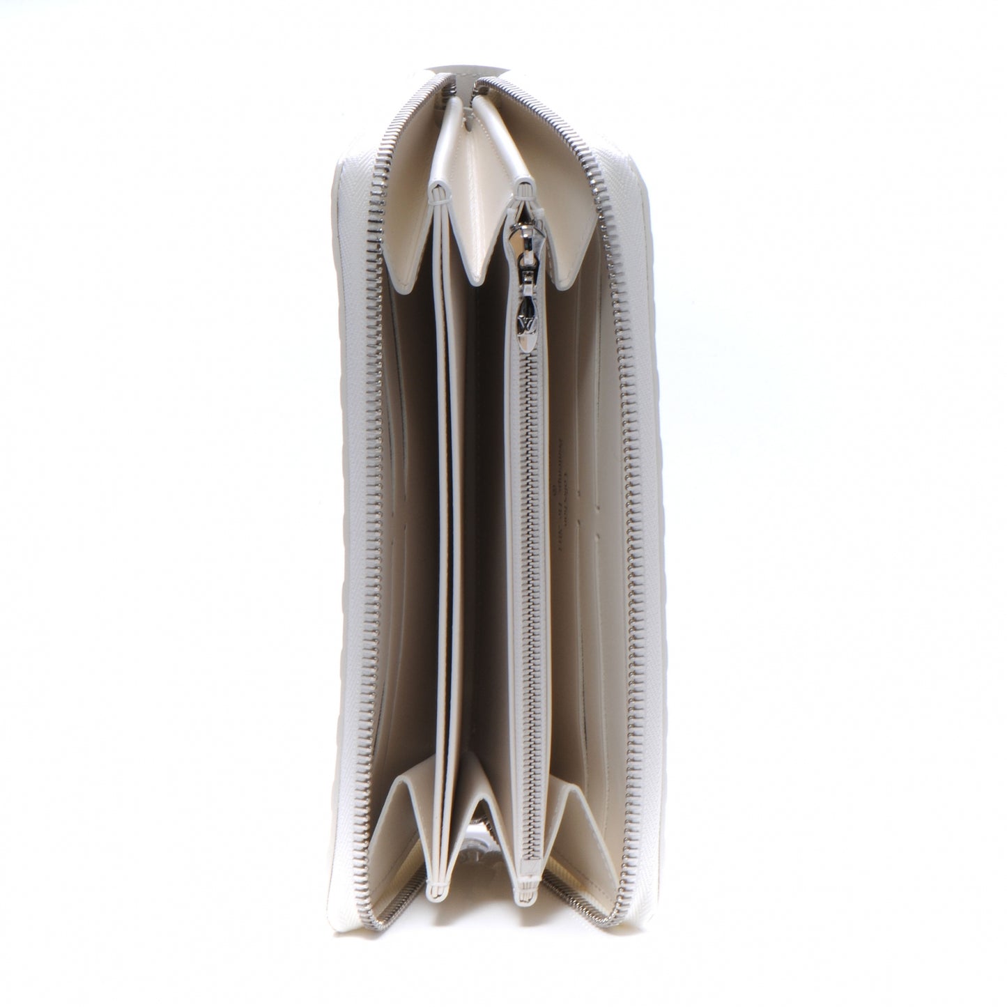 Shiny Calfskin Damier Facette Zippy Wallet Creme