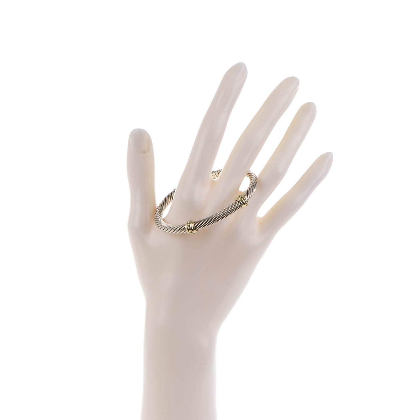 Sterling Silver 14K Yellow Gold 5mm Cable Classics Two Station Bracelet