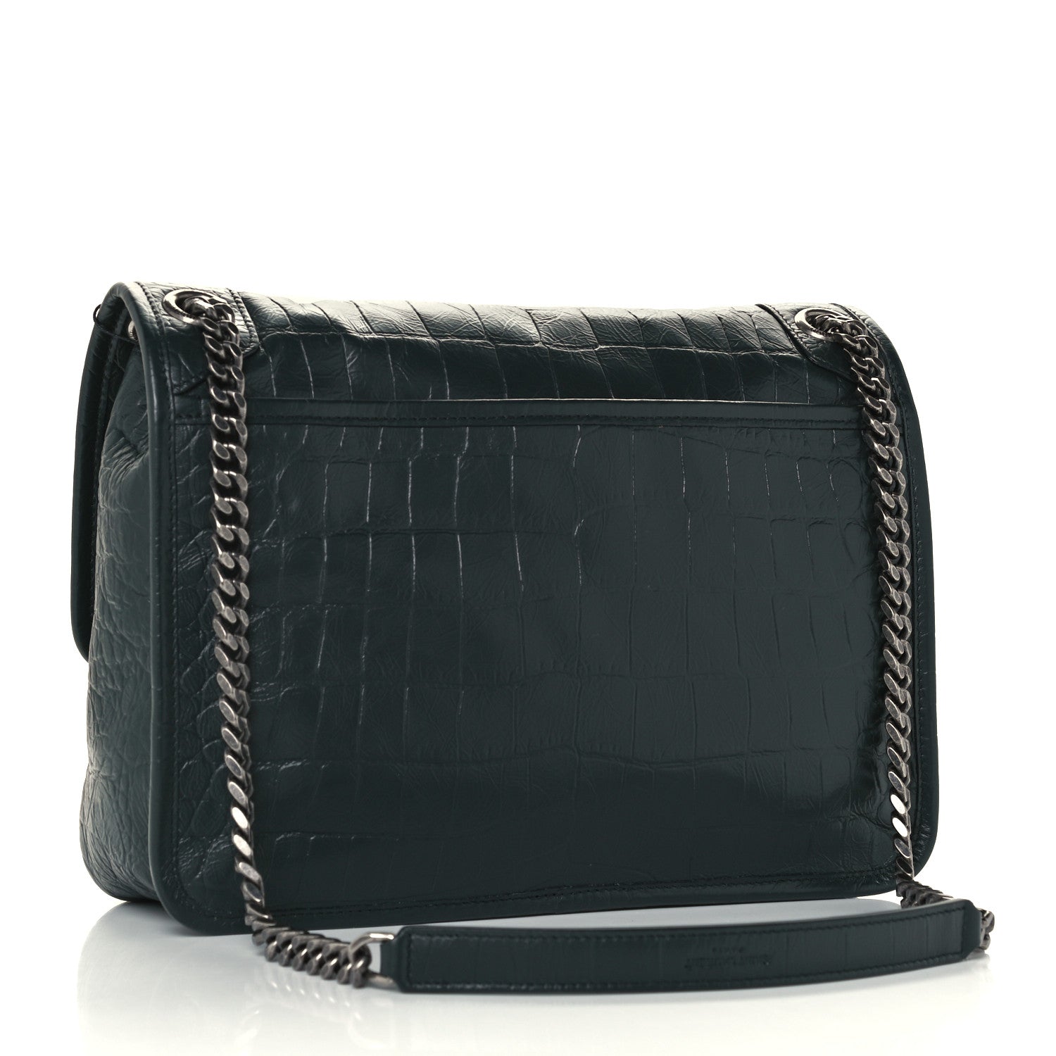 Saint Laurent Crocodile Embossed Calfskin Monogram Medium Niki Chain Satchel Algea 3 of 11