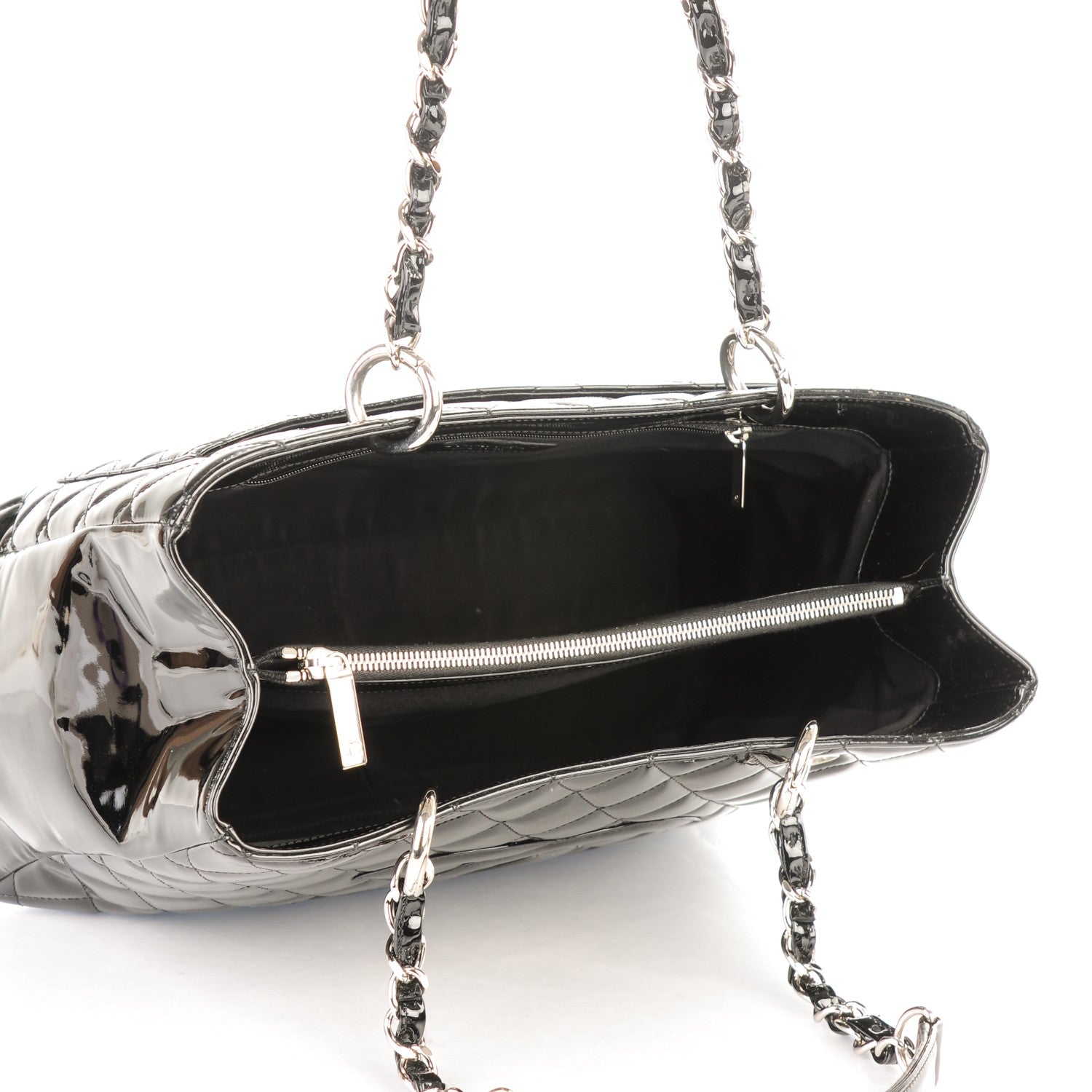 Chanel Patent Quilted Grand Shopping Tote GST Black 5 of 7