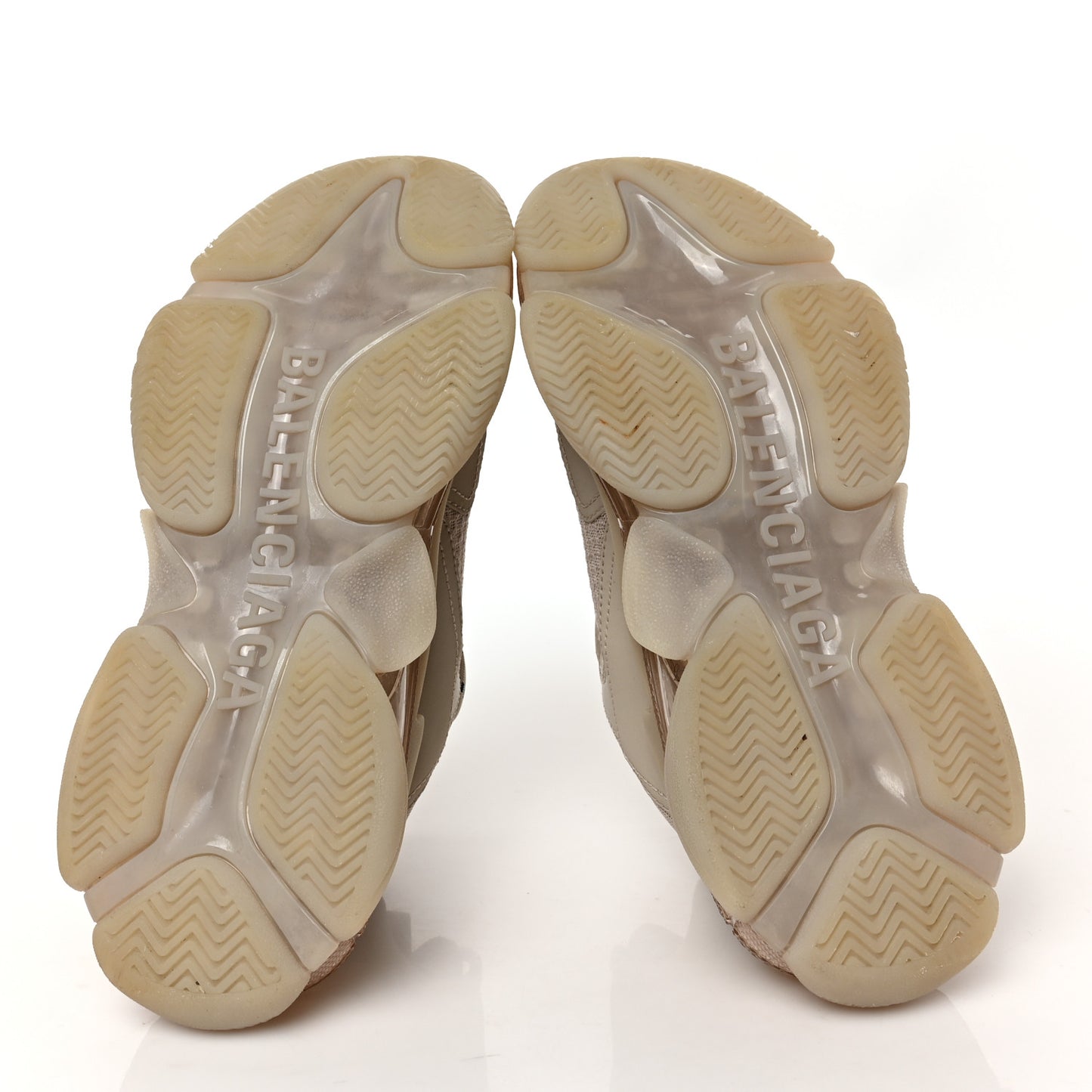 Fabric Mesh Clear Sole Womens Triple S Sneakers 38 Beige