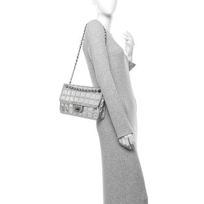 Chanel Vinyl Large Ice Cube Flap Silver 2 of 12