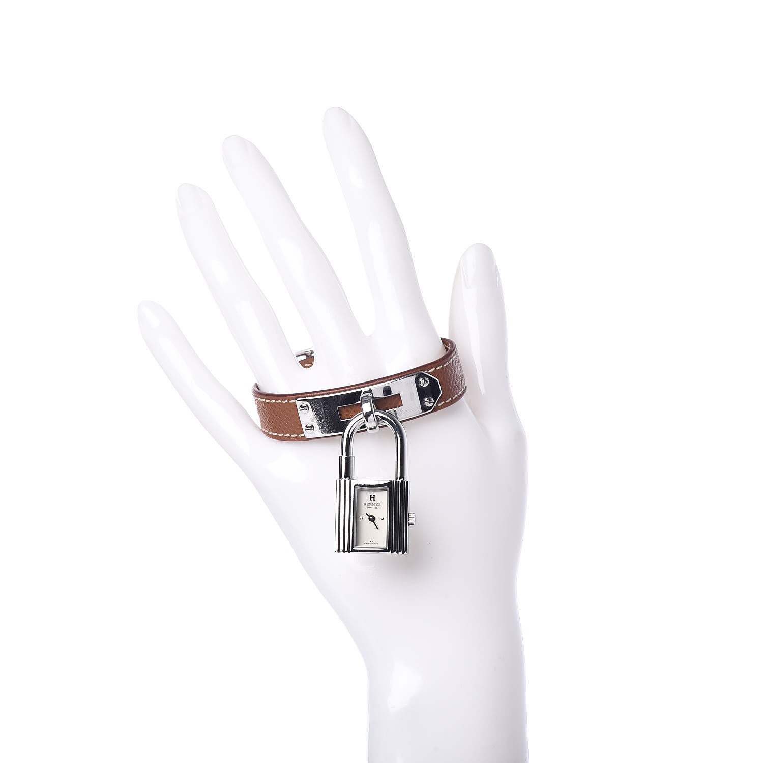 Hermes Stainless Steel Courchevel 20mm Kelly Cadena Quartz Watch Gold 2 of 6