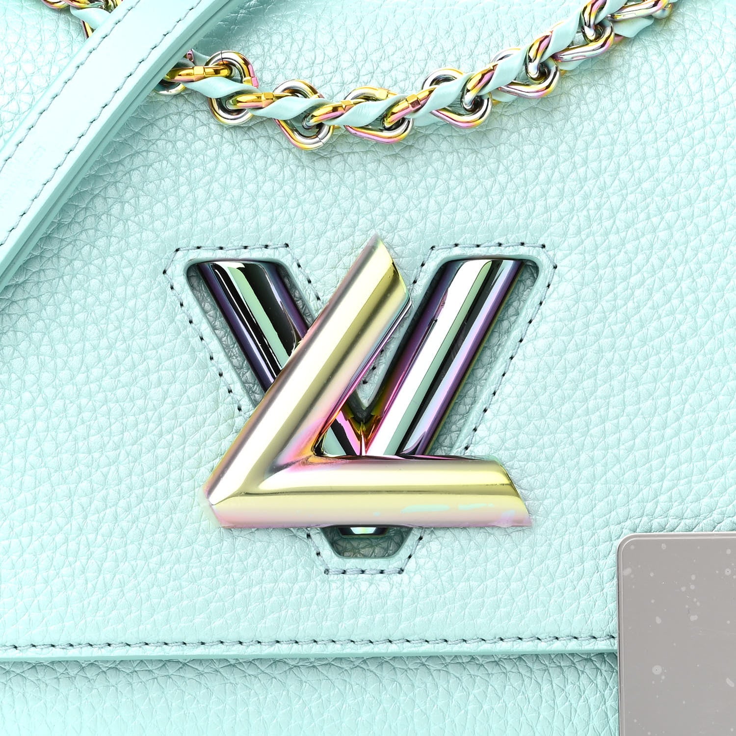 Louis Vuitton Iridescent Grained Calfskin Summer Splash Twist MM Blue 7 of 9