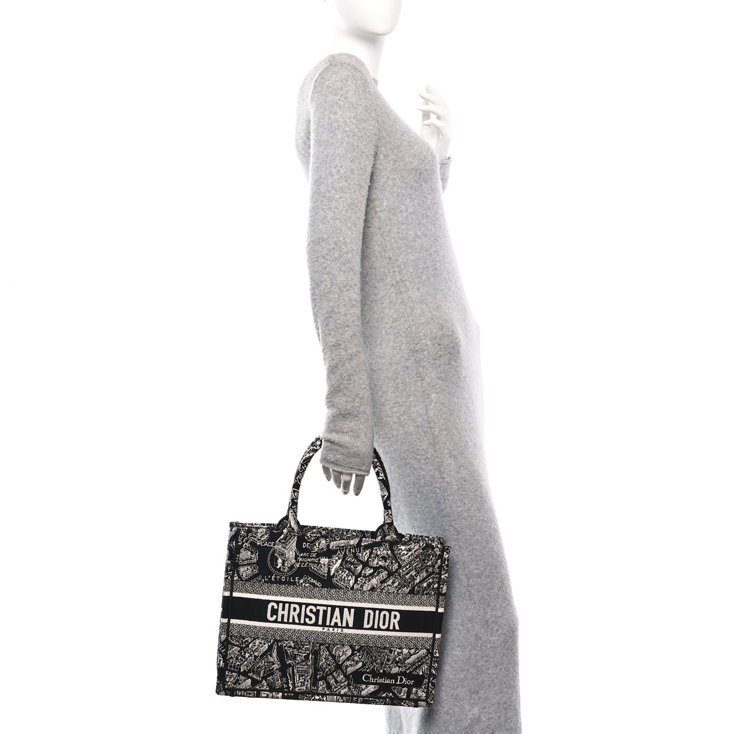 Canvas Embroidered Medium Plan De Paris Book Tote Black White