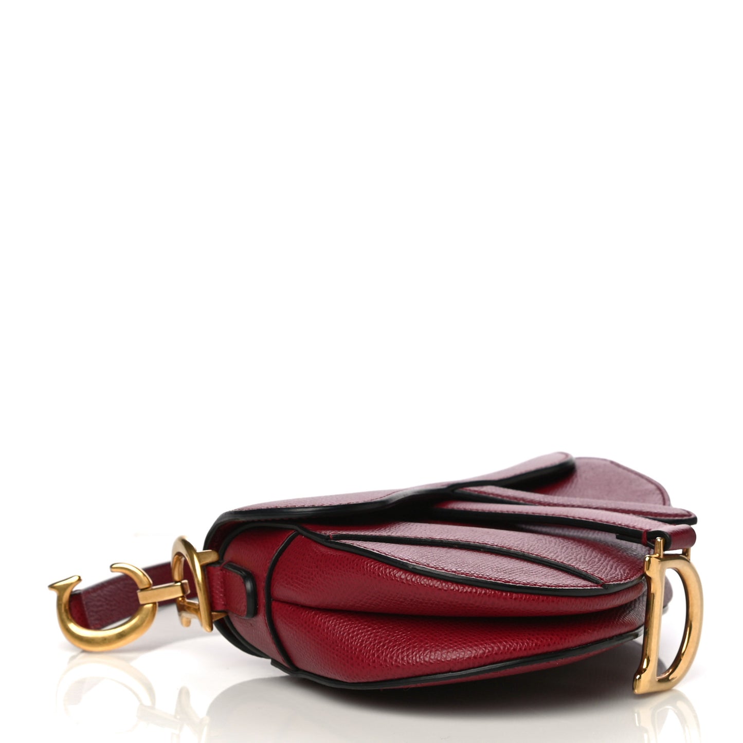 Grained Calfskin Mini Saddle Bag Red