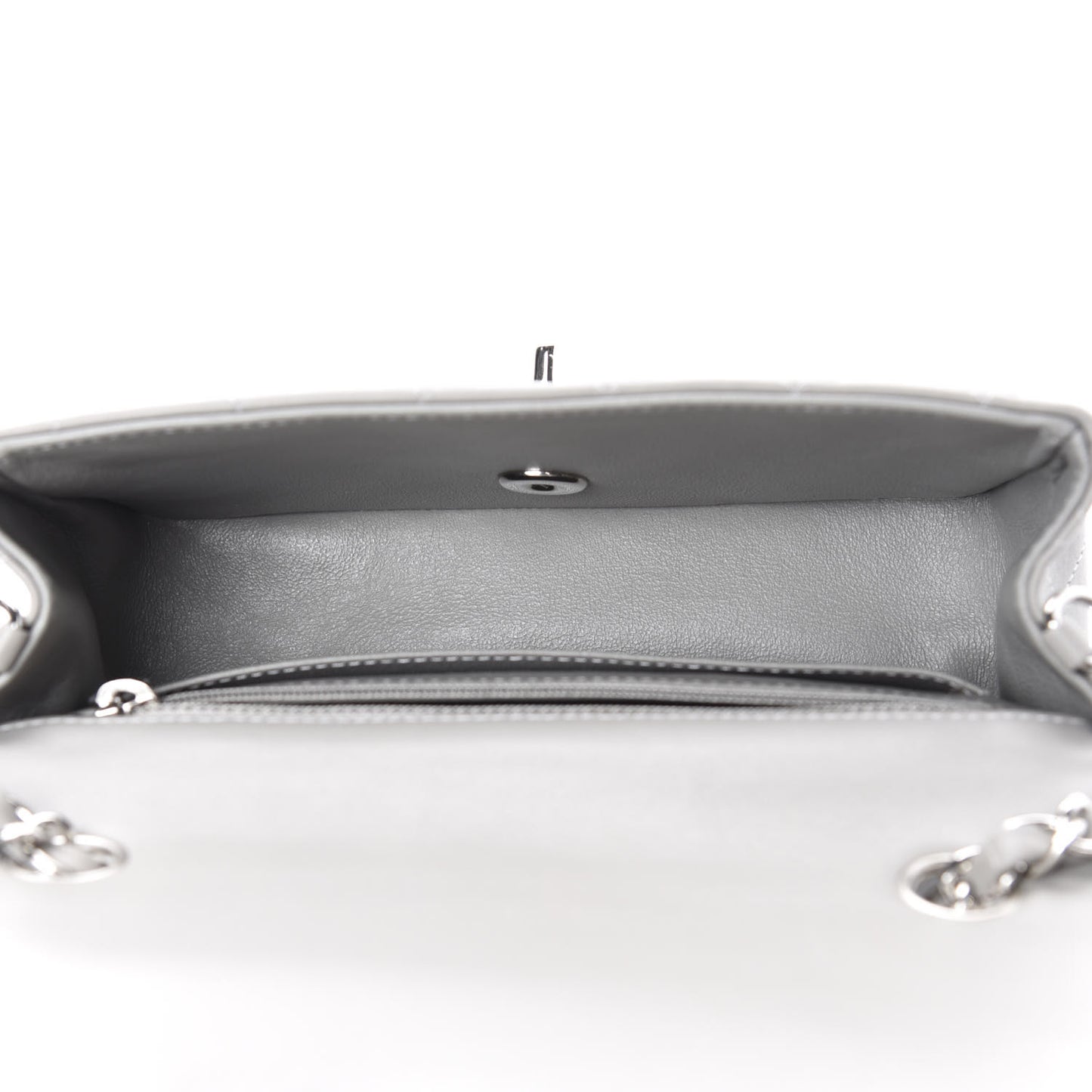 Lambskin Quilted Mini Rectangular Flap Grey