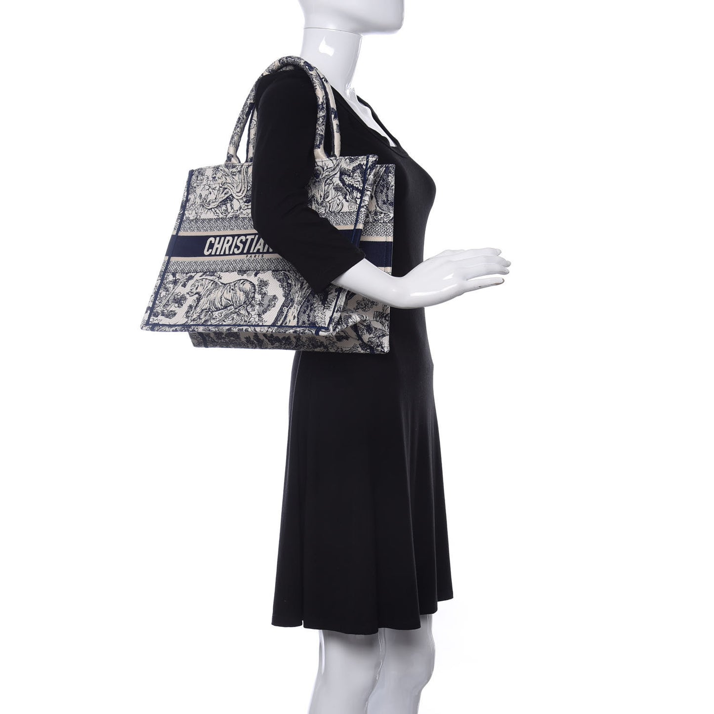 Canvas Embroidered Medium Dioriviera Toile De Jouy Book Tote Blue