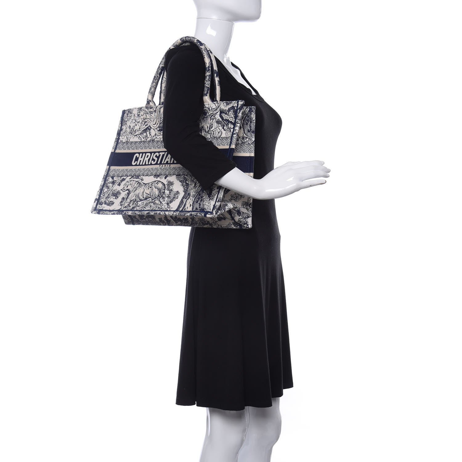Christian Dior Canvas Embroidered Medium Dioriviera Toile De Jouy Book Tote Blue 2 of 10
