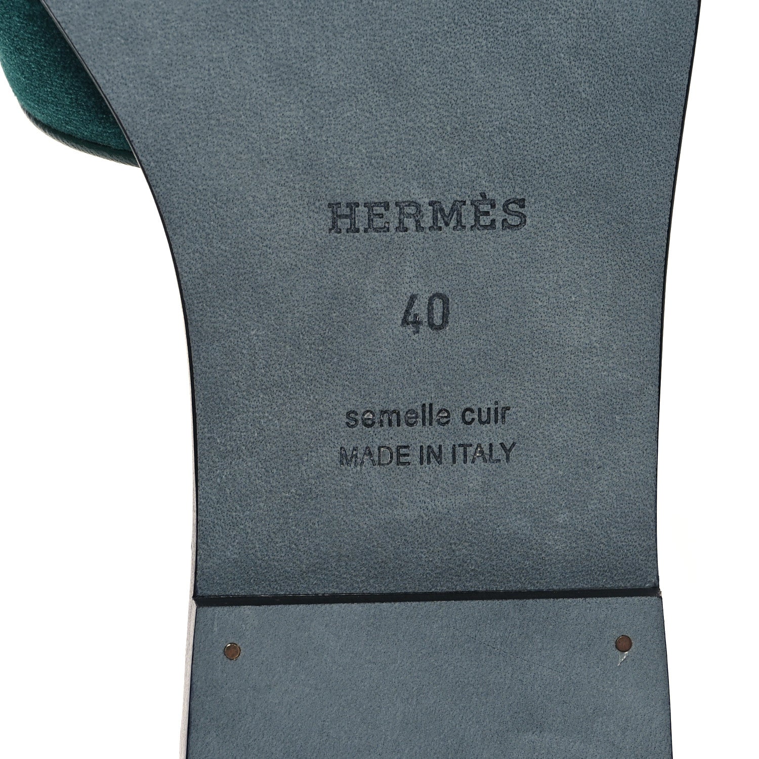 Hermes Velvet Nappa Oran Sandals 40 Vert Fonce 6 of 9