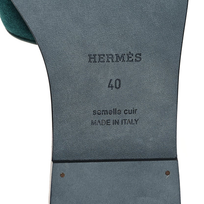 Hermes Velvet Nappa Oran Sandals 40 Vert Fonce 6 of 9