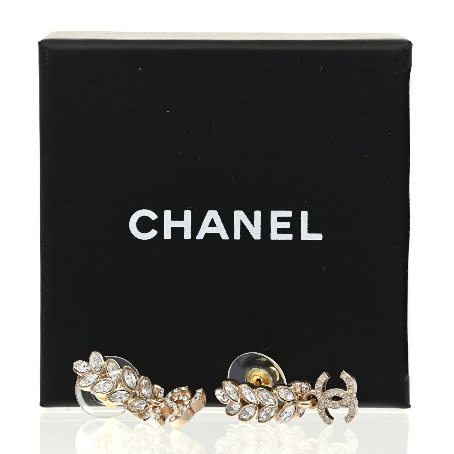 Crystal Sparkling Wheat CC Long Drop Earrings Gold